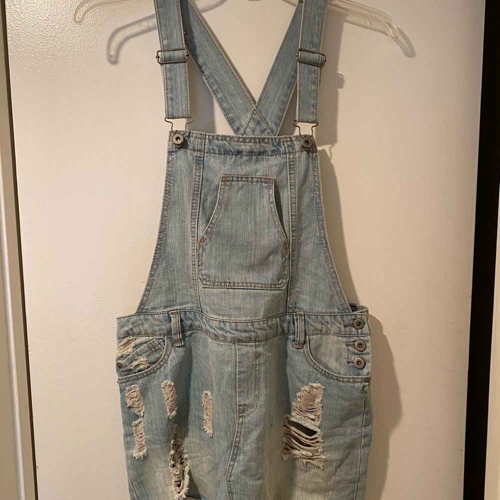 Light Denim Extra Mini Skirt Overall Jumper